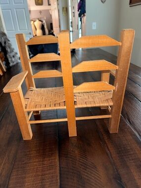Vintage Miniature Courting Chair / Gossip Bench Wooden Doll Furniture